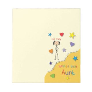 World's Best Aunt Gift Illustrated & Colourful Fun Memo Notepads