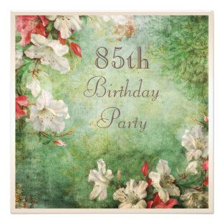 85th Birthday Party Shabby Chic Hibiscus Flowers Invites