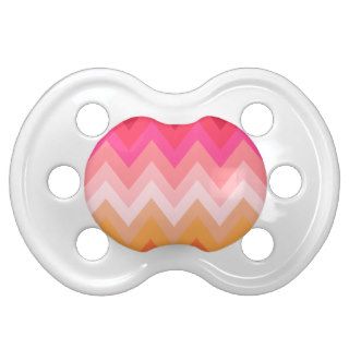 Modern Girly Red Pink Coral Ombre Chevron Pattern Pacifier