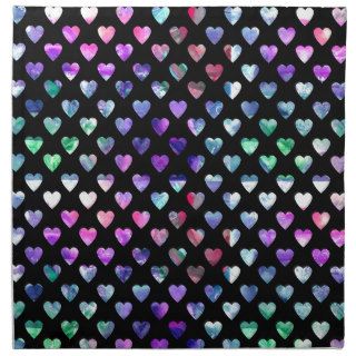 Cute Colorful Watercolor Heart Love Pattern Napkin