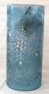Giftcraft Blue Frosted Snowflake Pillar Holder # 690050   Snowflake Blue Pillar Candle Holder