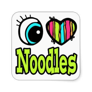 Bright Eye Heart I Love Noodles Square Sticker