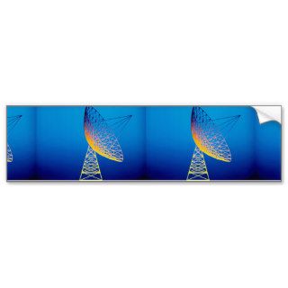 Animated satellite dish over blue background bumper stickers