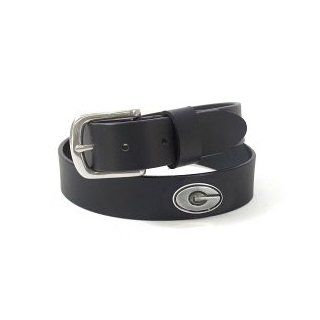 Georgia Bulldogs Oil Tan Leather Belt   Black  Sporting Goods  Sports & Outdoors
