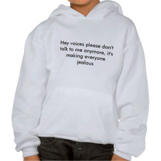 Hey voices please don't talk to me anymore, it'hooded sweatshirts