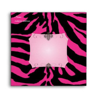 Hot Pink Zebra Stripes Envelopes