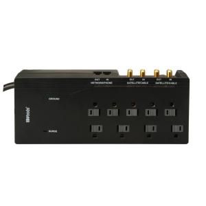 Woods Multimedia 9 Outlet 3500 Joule Surge Protector with Satellite/Cable Coax and Network/Phone 6 ft. Power Cord   Black 0416538811