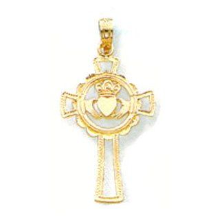 14kt Yellow Gold Claddagh Cross   D1516 Jewelry