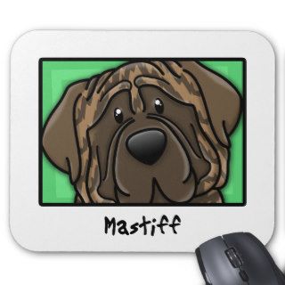 Cartoon Square Brindle Mastiff Mousepads
