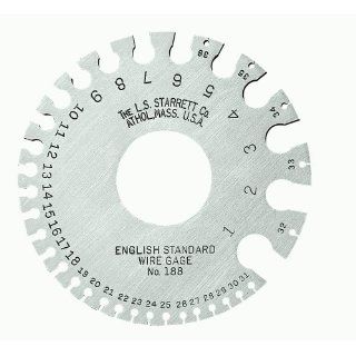 Starrett 188 English Standard Wire Gage, Hardened, Satin Finish, Numbers 1 36, 0.3 0.004" Diameter Range Thickness Gauges