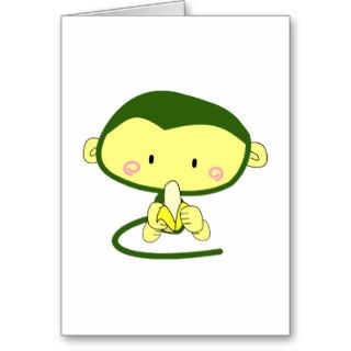 Cute Cartoon Monkey Eating A Banana Cards
