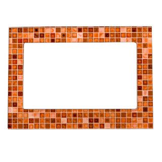 Shades Of Copper 'Watery' Mosaic Tile Pattern Picture Frame Magnets