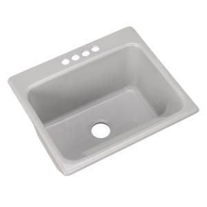 Thermocast Kensington Drop in Acrylic 25x22x12 in. 4 Hole Single Bowl Utility Sink in Sterling Silver 21482