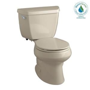 KOHLER Wellworth Classic 2 Piece 1.28 GPF Round Front Toilet with Class Five Flushing Technology in Sandbar K 3577 G9