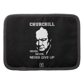 NEVER, NEVER NEVER GIVE UP WINSTON CHURCHILL QUOTE FOLIO PLANNERS