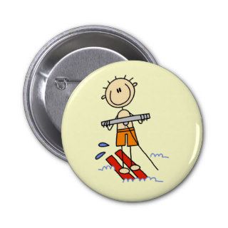 Stick Figure Water Skiing Tshirts and gifts Button