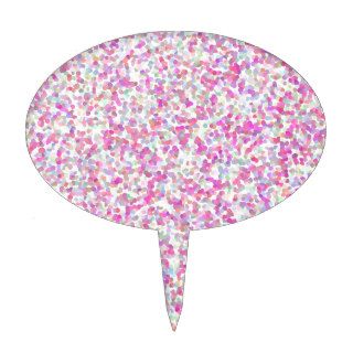 pink girly trendy confetti dots pattern cake pick