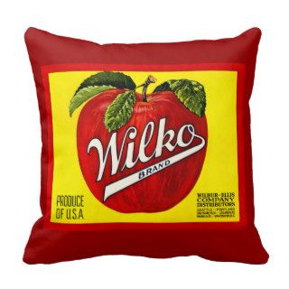 Wilko Brand Apples Vintage Fruit Crate Label Throw Pillows