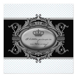Prince Crown Blue Prince Baby Boy Shower Personalized Invitations