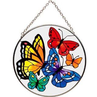 Joan Baker Designs MC198 Butterflies Art Glass Suncatcher, 4 1/2 Inch Diameter  