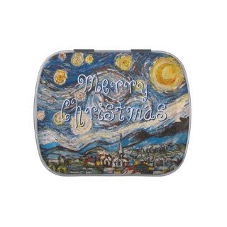 Merry Christmas Starry Night after Van Gogh Jelly Belly Tins