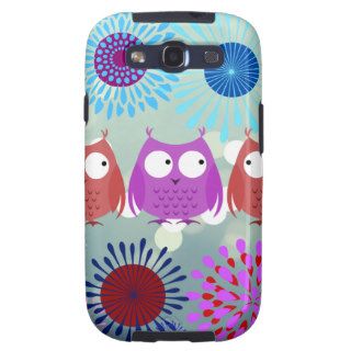 Cute Owls Looking at Each Other Flower Design Samsung Galaxy S3 Case