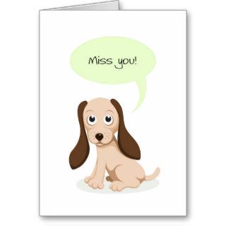 Cute cartoon puppy dog Miss you card