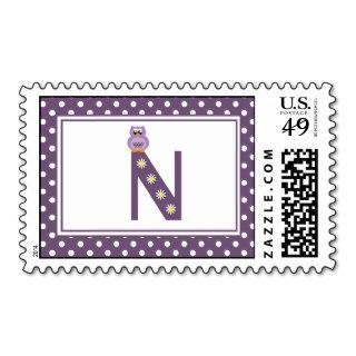 Letter N with Owl Postage Stamps