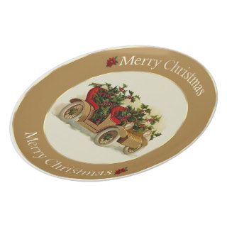 Sweet Gold Vintage Victorian Car Christmas Plate
