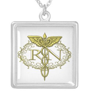Oval Gold Caduceus RN Nurse Jewelry