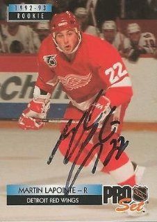 Martin Lapointe 1992 Pro Set Autograph RC #226 Red Wings at 's Sports Collectibles Store
