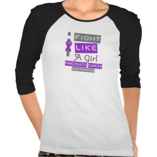 Pancreatic Cancer Label Logo I Fight Like A Girl T Shirt