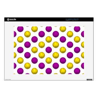 Purple and Yellow Basketball Pattern Laptop Skin