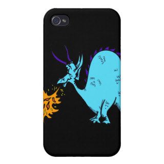 Fire Breathing Dragon Teal.png iPhone 4/4S Cases