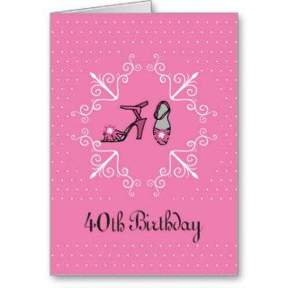 40th Birthday Card, Woman, Shoes in Pink