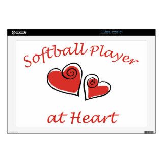 Softball Player at Heart Laptop Decals