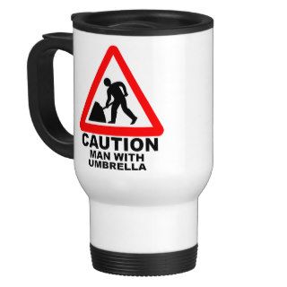 Caution Man With Umbrella Coffee Mugs