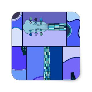 Modern Pop Art Guitar in Shades of Blue Stickers