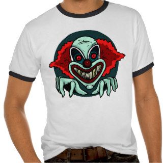 Scary clown peeking out men's t shirt