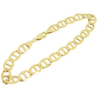 Mens 10k Yellow Gold figaro cuban mariner link bracelet AGMBRP36 8 inches long and 8mm wide Jewelry