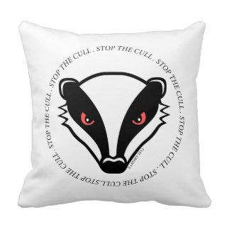 Angry British Badger   Stop The Cull Pillow
