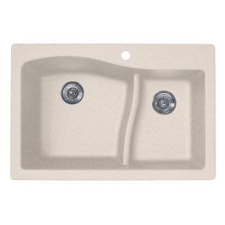 Swan Large/Small Dual Mount Drop in Granite 33x22x10 1 Hole Double Bowl Kitchen Sink in Granito QZ03322LS.076