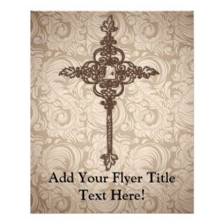 Elegant Scroll Christian Cross w/Swirl Background Flyers