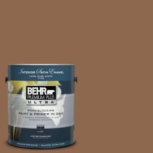BEHR Premium Plus Ultra 1 Gal. #UL130 4 Caramel Swirl Interior Satin Enamel Paint 775301