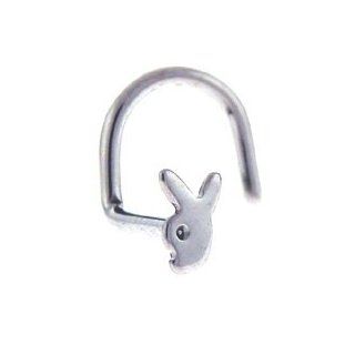 Playboy Bunny Rabbit Head Logo Gem Nose Ring Jewelry