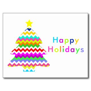 Anything But Gray Chevron Christmas Tree Holiday Postcard