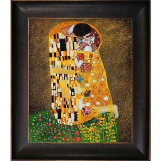 Gustav Klimt 'The Kiss (Full view)' Framed Canvas Art Canvas