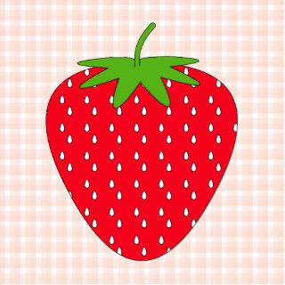 Red Strawberry on Gingham Check. Acrylic Cut Out