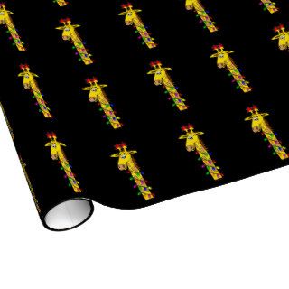 Whimsical Christmas Giraffe with Lights Funny Gift Gift Wrap Paper