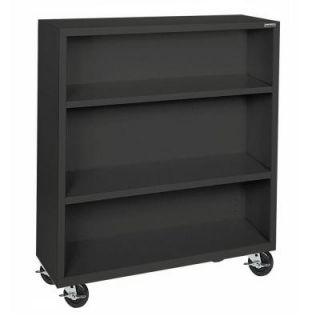 Sandusky Mobile 3 Shelf Steel Bookcase in Black BM20361842 09